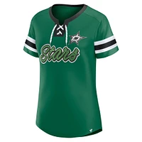 Women's Fanatics Kelly Green Dallas Stars Iconic Athena Lace-Up T-Shirt