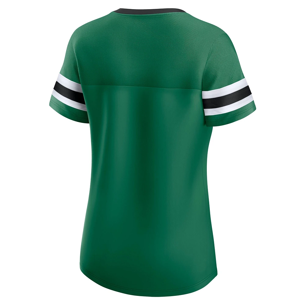 Women's Fanatics Kelly Green Dallas Stars Iconic Athena Lace-Up T-Shirt