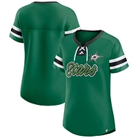 Women's Fanatics Kelly Green Dallas Stars Iconic Athena Lace-Up T-Shirt