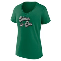 Women's Fanatics Kelly Green Dallas Stars Iconic V-Neck T-Shirt