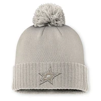 Bonnet en tricot à revers avec pompon Fanatics Tan Dallas Stars Authentic Pro Road pour femme