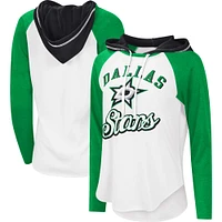 Women's G-III Sports by Carl Banks White/Kelly Green Dallas Stars MVP Raglan Lightweight Hooded T-Shirt