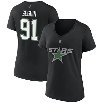 T-shirt à col en V noir Tyler Seguin Dallas Stars Special Edition 2.0 pour femme avec nom et numéro