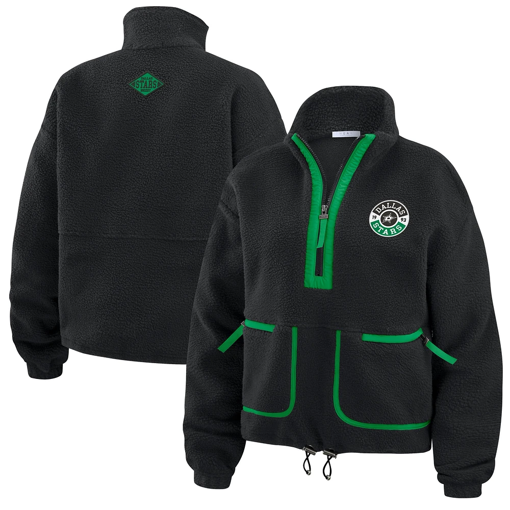 Women's WEAR by Erin Andrews  Black Dallas Stars Polar Fleece Half-Zip Jacket