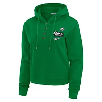 Women's WEAR by Erin Andrews  Kelly Green Dallas Stars Waffle-Knit Pullover Hoodie