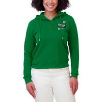 Women's WEAR by Erin Andrews  Kelly Green Dallas Stars Waffle-Knit Pullover Hoodie