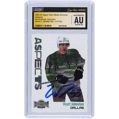 Wyatt Johnston Dallas Stars Autographed 2022-23 Upper Deck Metal Universe Aspects #A-29 CGC Fanatics Witnessed Authenticated Auto 10 Rookie Card