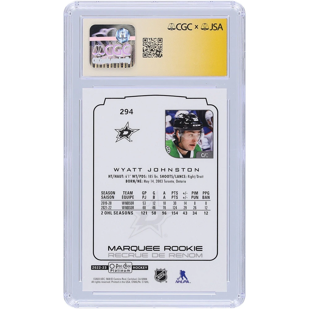 Wyatt Johnston Dallas Stars Autographed 2022-23 Upper Deck O-Pee-Chee Platinum #294 CGC Fanatics Witnessed Authenticated 9/10 Rookie Card