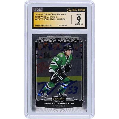 Wyatt Johnston Dallas Stars Autographed 2022-23 Upper Deck O-Pee-Chee Platinum #294 CGC Fanatics Witnessed Authenticated 9/10 Rookie Card