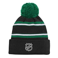 Youth Dallas Stars Black Jacquard Cuffed Knit Hat with Pom