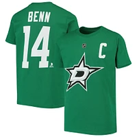 T-shirt avec nom et numéro de joueur des Stars Dallas, Jamie Benn Kelly, vert, pour jeunes