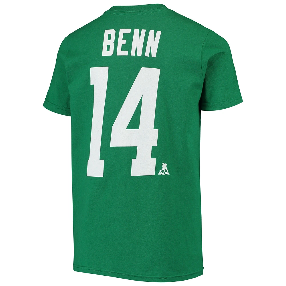 T-shirt avec nom et numéro de joueur des Stars Dallas, Jamie Benn Kelly, vert, pour jeunes