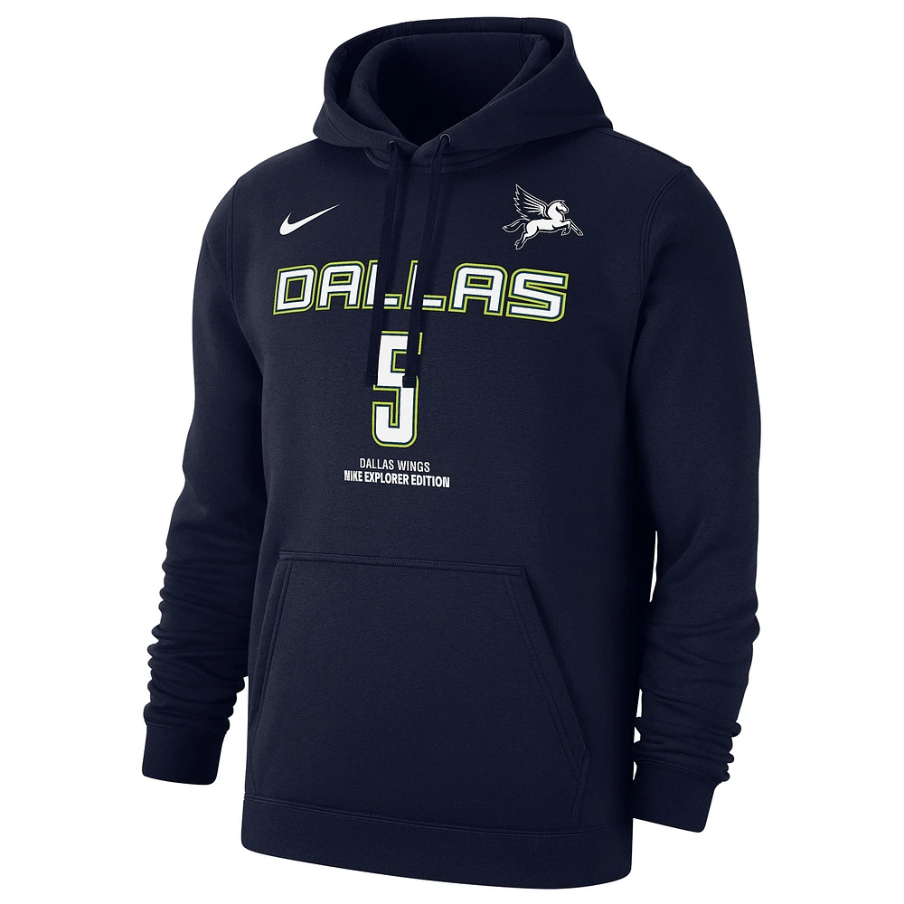 Sweat à capuche Nike Paige Bueckers bleu marine Dallas Wings 2025 WNBA Draft Explorer Edition avec nom et numéro