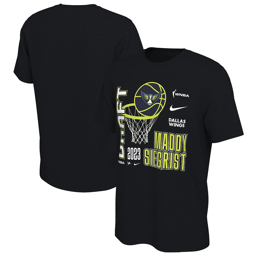 T-shirt unisexe Nike Maddy Siegrist Dallas Wings 2023 WNBA Draft avec nom et numéro