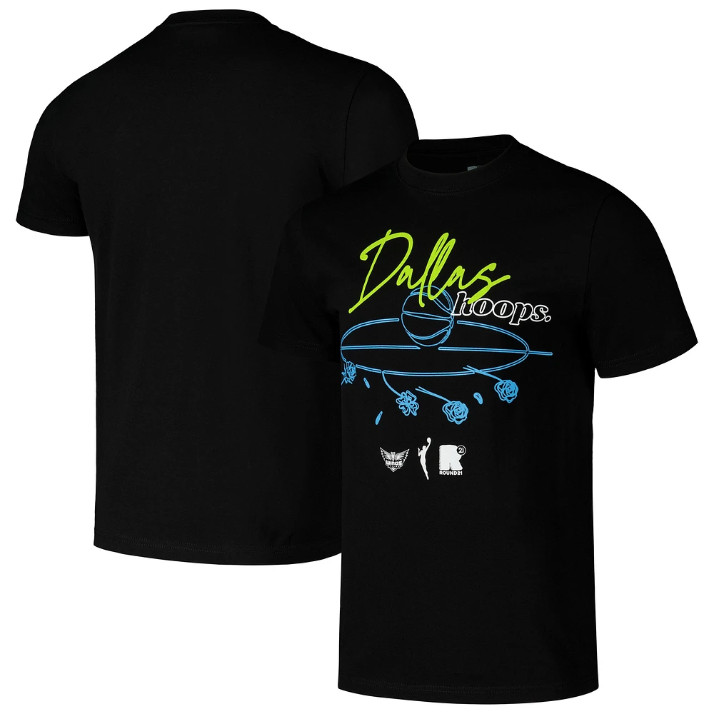 T-shirt unisexe round21 noir Dallas Wings Hoops