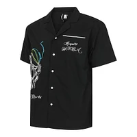 Unisex round21  Black Dallas Wings Lucky Strike Full-Button Bowling Shirt