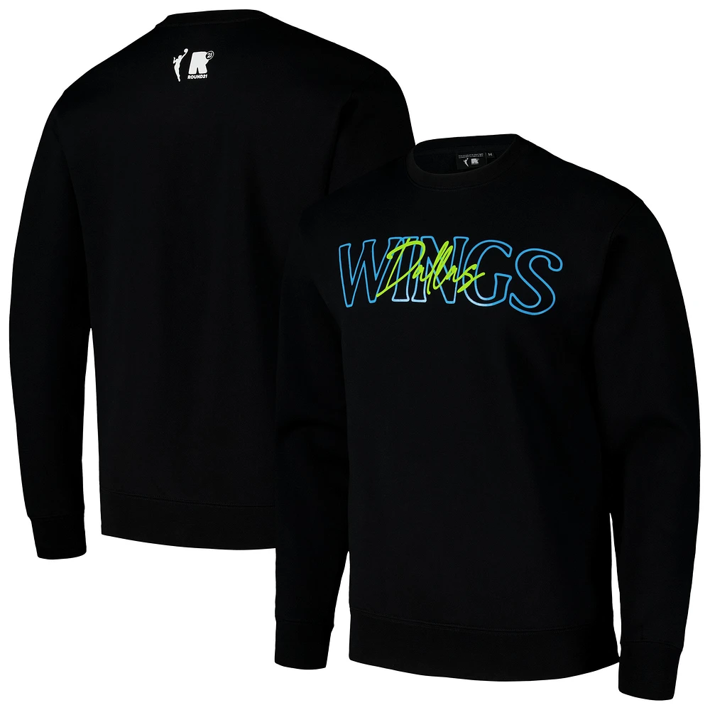 Sweat-shirt unisexe round21 noir Dallas Wings Throwback Pullover Crew