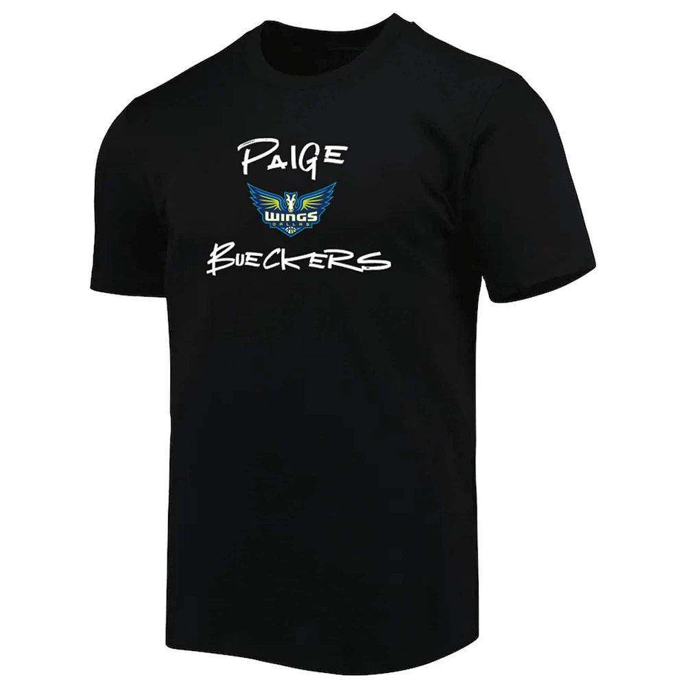 Unisex round21 Paige Bueckers Black Dallas Wings 2025 WNBA Draft Name & Number T-Shirt