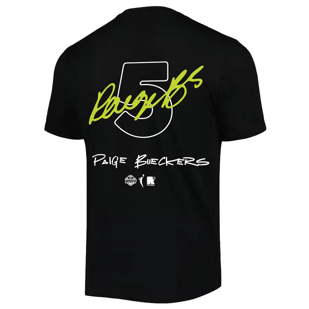 Unisex round21 Paige Bueckers Black Dallas Wings 2025 WNBA Draft Name & Number T-Shirt