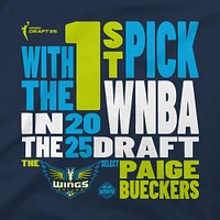 Unisex Stadium Essentials Paige Bueckers Navy Dallas Wings 2025 WNBA Draft 1st Overall Pick Verbiage T-Shirt