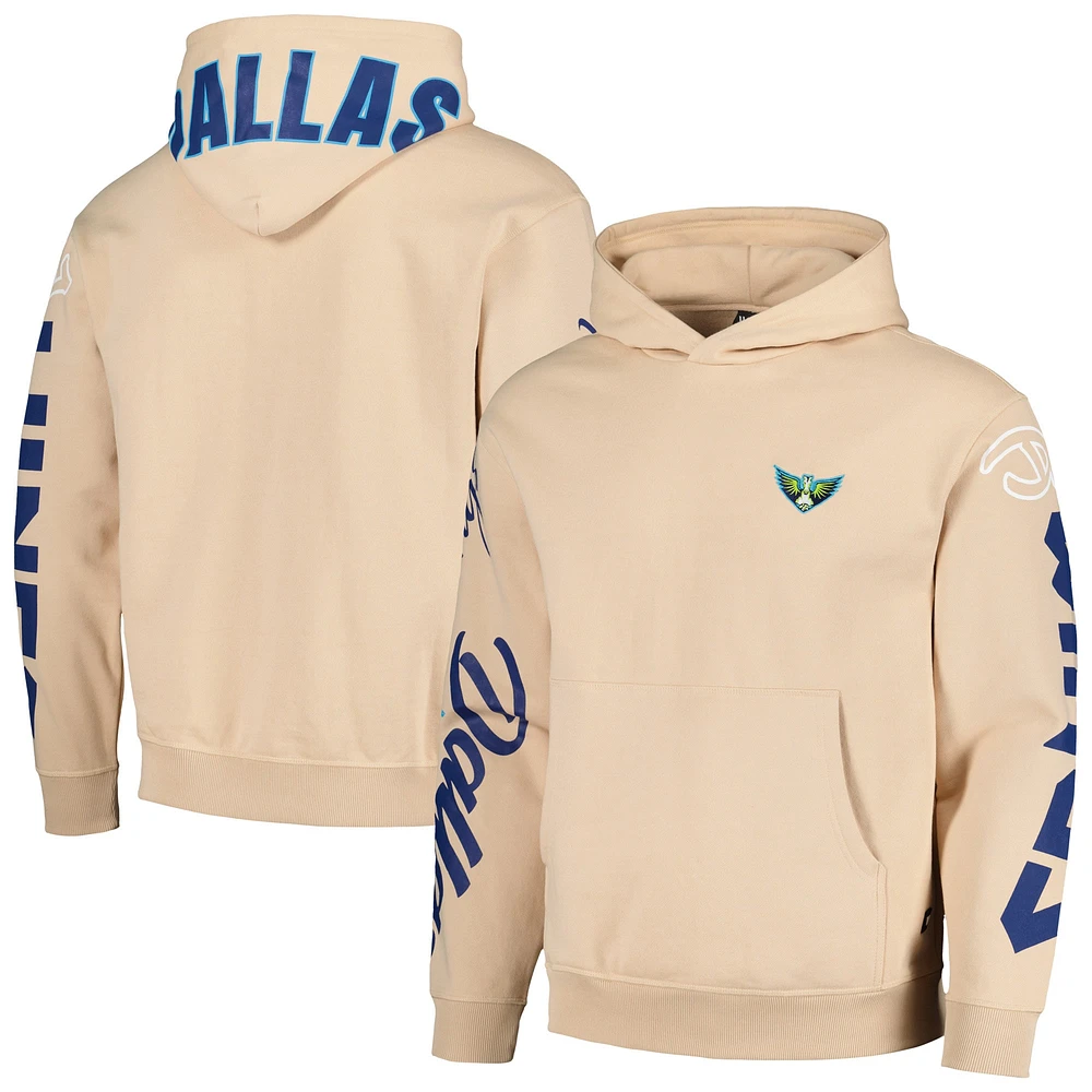 Unisex The Wild Collective Cream Dallas Wings Graffiti Acid Wash Pullover Hoodie