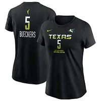 T-shirt Nike Paige Bueckers noir pour femme, Dallas Wings, édition Rebel Draft WNBA 2025, avec nom et numéro