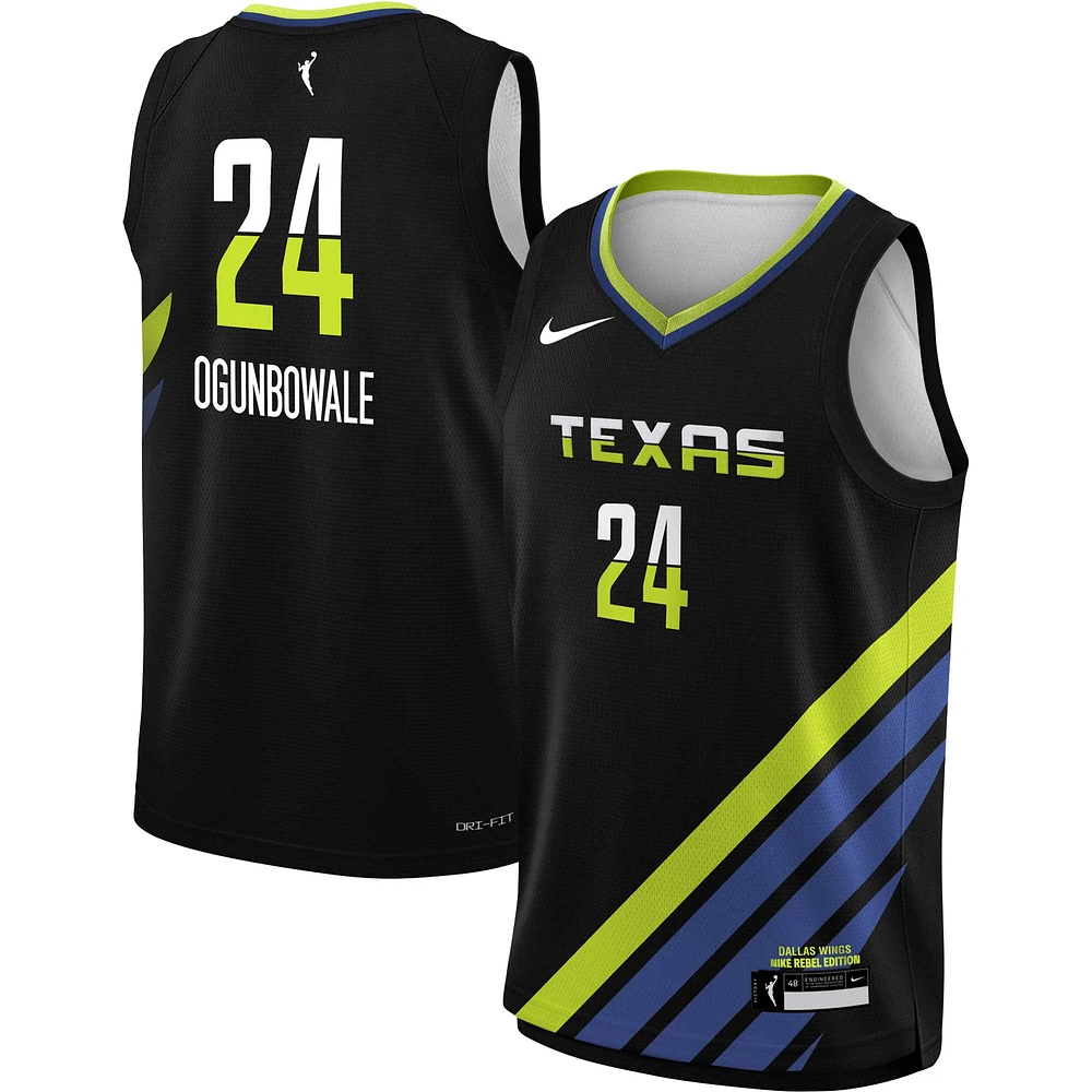 Jeunesse Nike Arike Ogunbowale Noir Dallas Wings Victory Player Maillot - Édition Rebelle