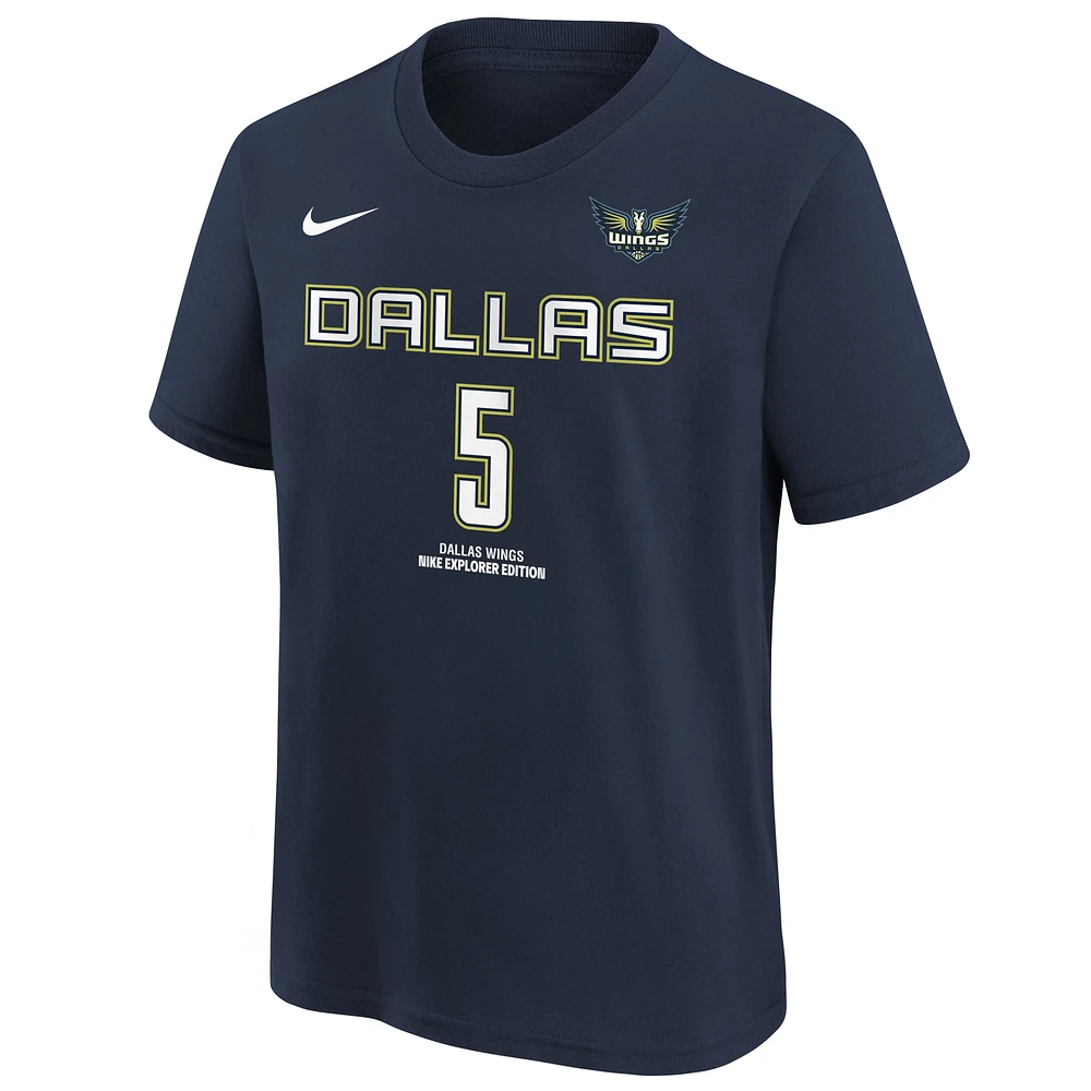 Youth Nike Paige Bueckers Navy Dallas Wings 2025 WNBA Draft Explorer Edition Name & Number T-Shirt