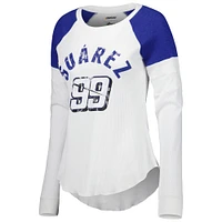 Women's G-III 4Her by Carl Banks White Daniel Suarez Action Tri-Blend Thermal Raglan Long Sleeve T-Shirt