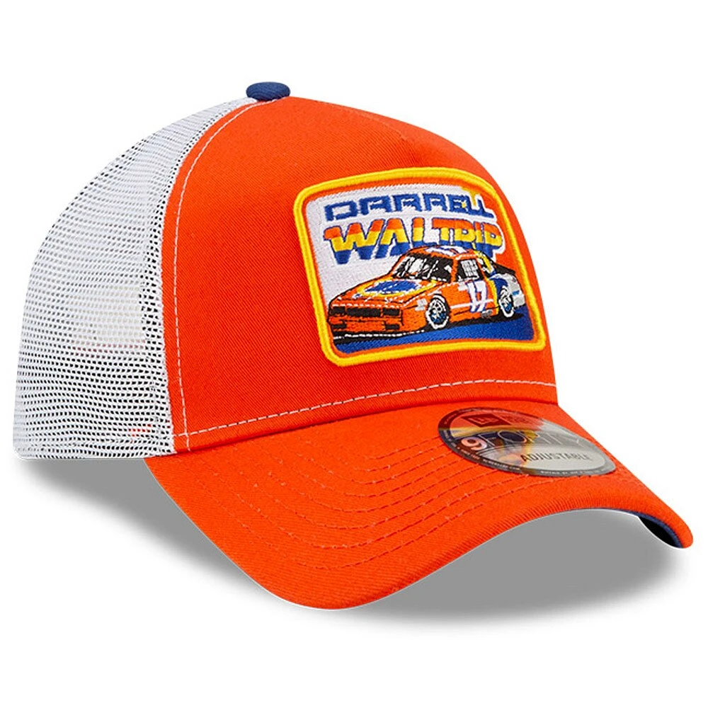 Casquette de camionneur réglable en A Darrell Waltrip Legends 9FORTY New Era orange/blanc pour homme