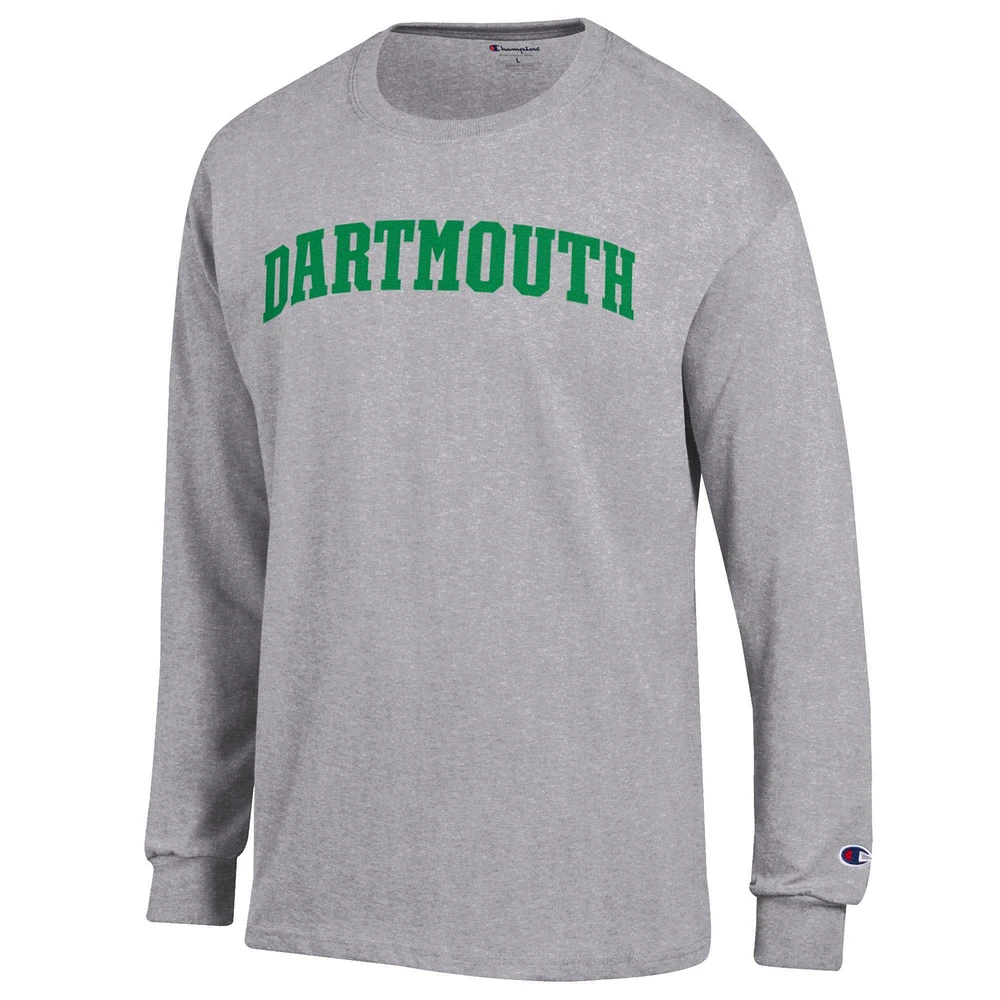 Men's Champion  Heather Gray Dartmouth Big Green Basic Arch Long Sleeve T-Shirt