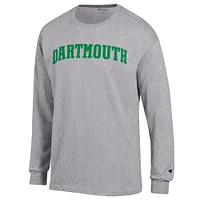 Men's Champion  Heather Gray Dartmouth Big Green Basic Arch Long Sleeve T-Shirt