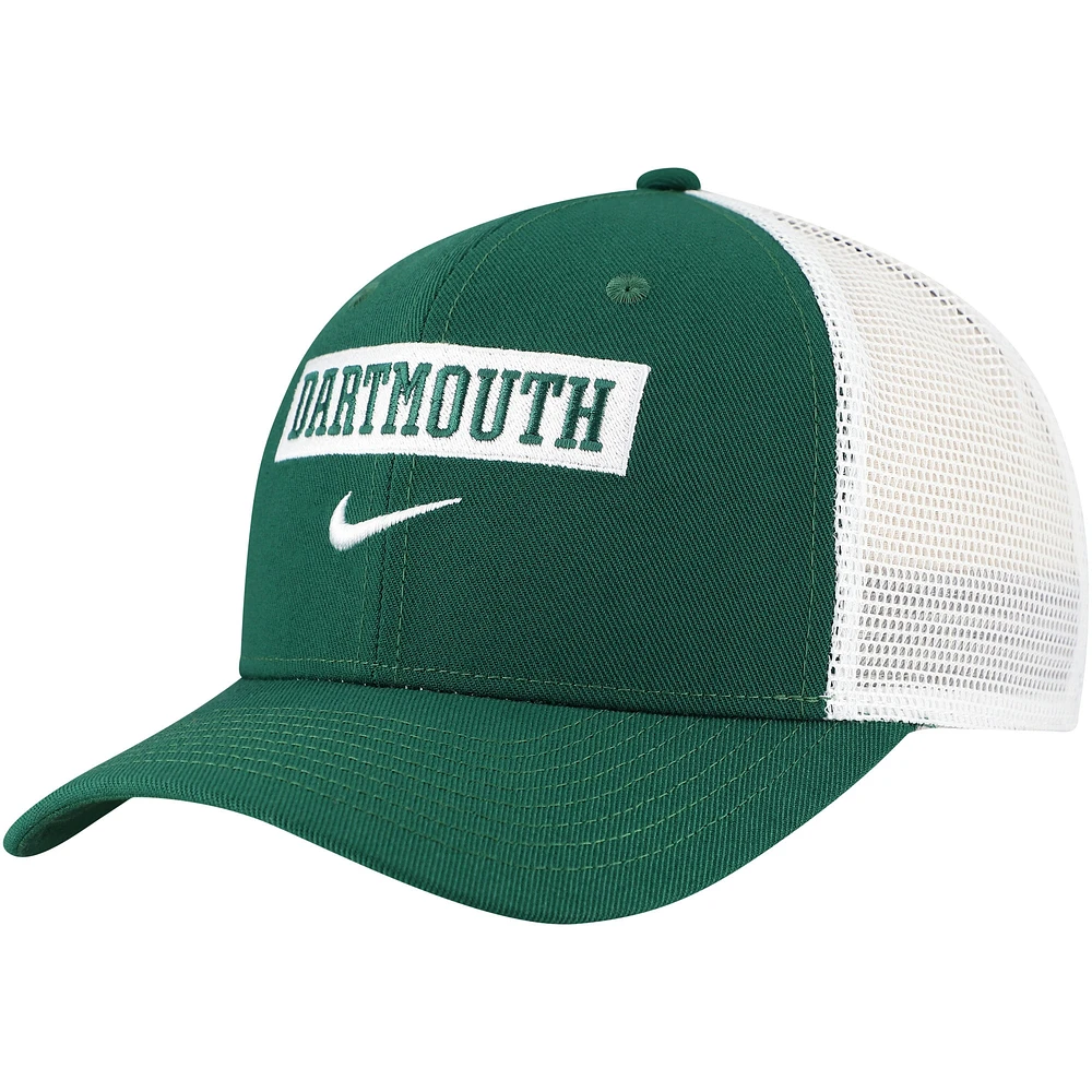 Casquette réglable Nike Green Dartmouth Big Green 2024/25 Sideline Rise Trucker pour homme