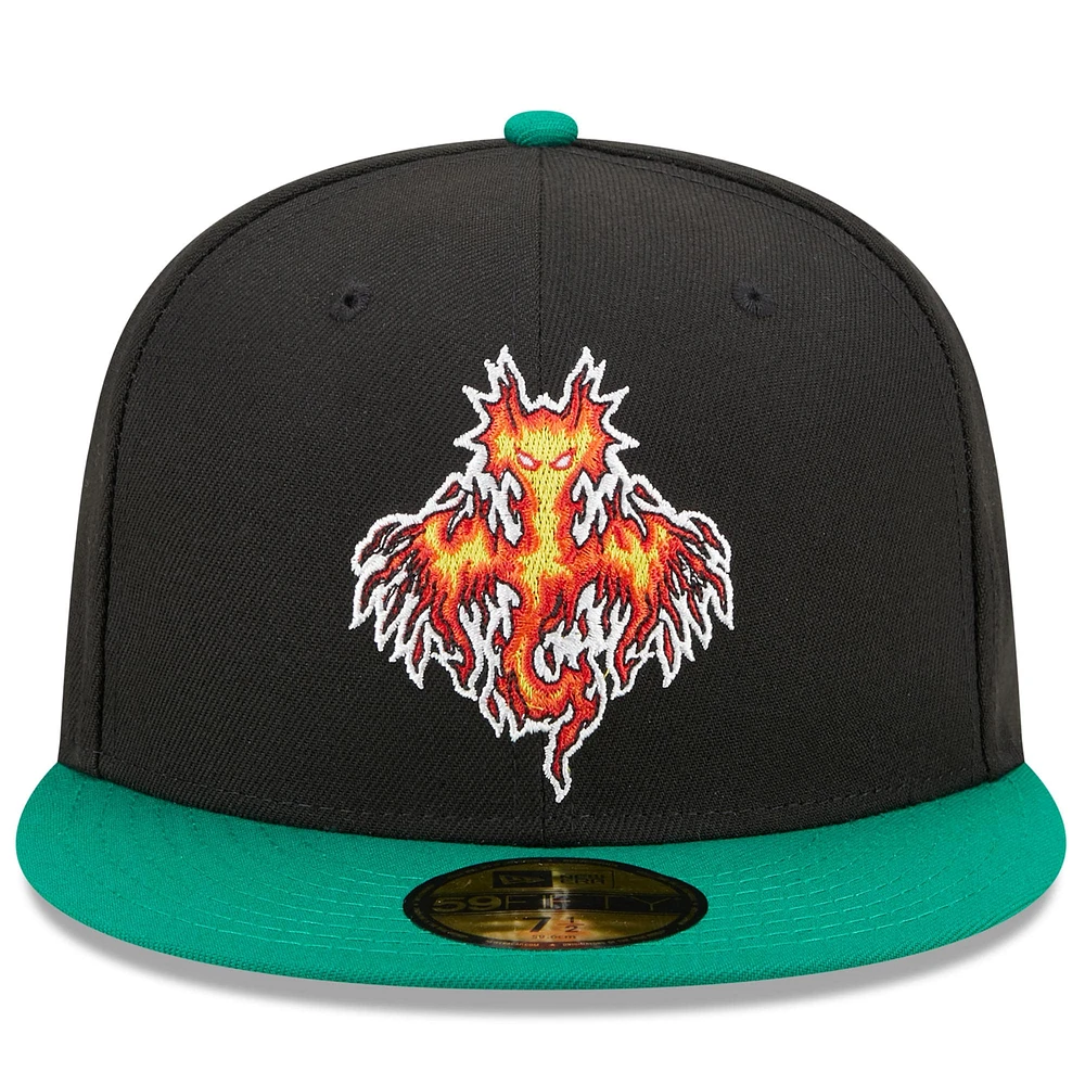 Men's New Era Black/Green Dayton Dragons Marvel x Minor League 59FIFTY Fitted Hat