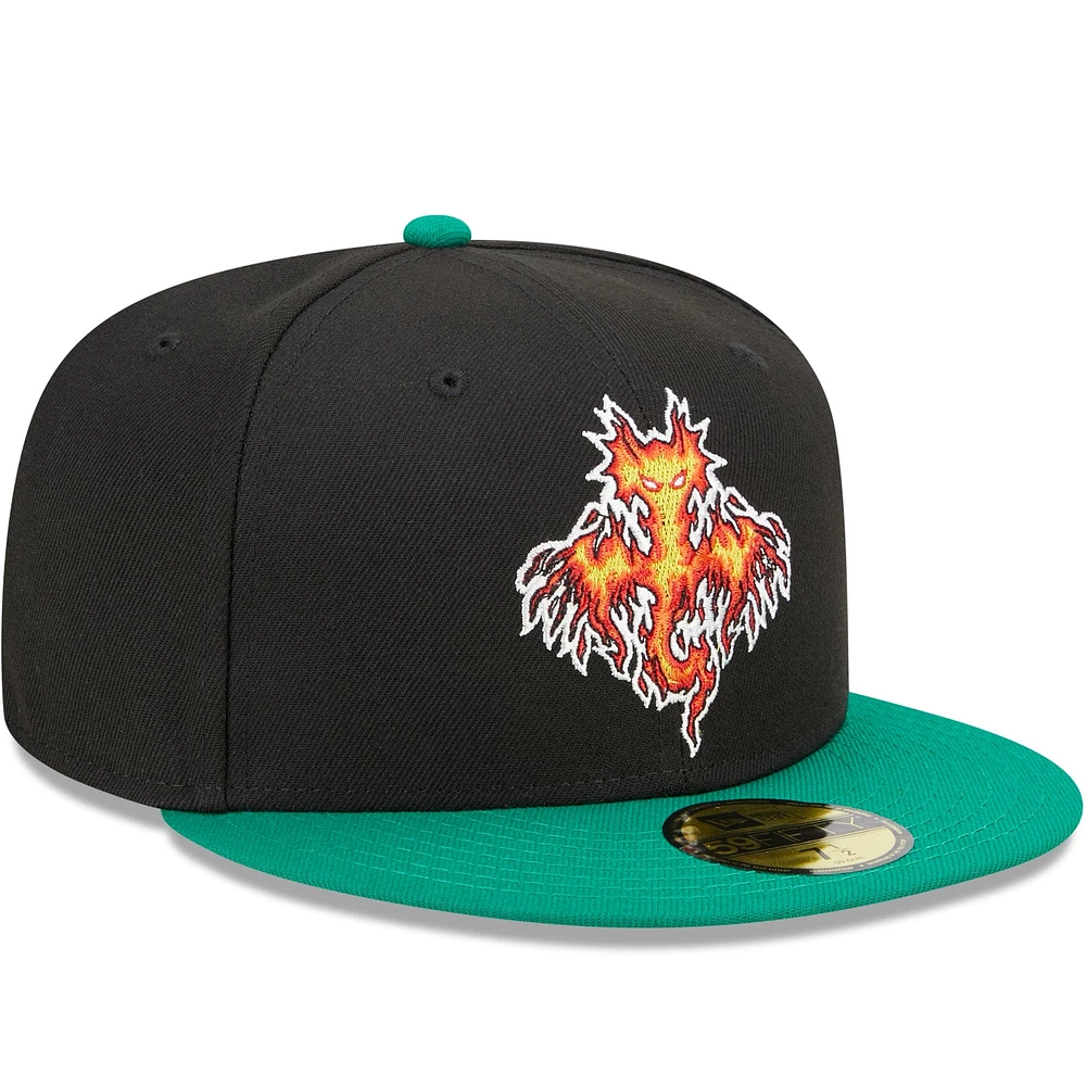 Men's New Era Black/Green Dayton Dragons Marvel x Minor League 59FIFTY Fitted Hat