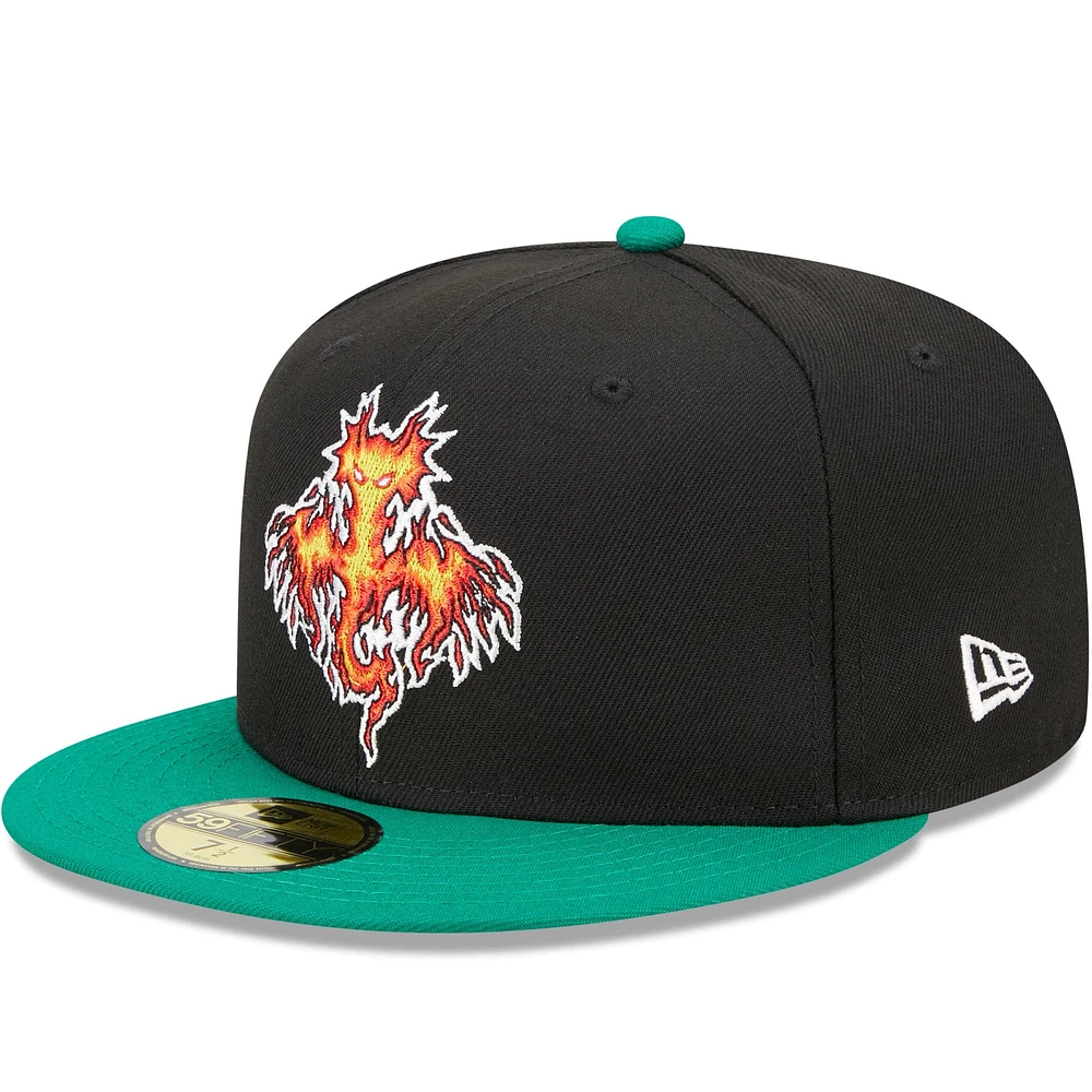 Men's New Era Black/Green Dayton Dragons Marvel x Minor League 59FIFTY Fitted Hat