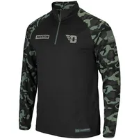 Men's Colosseum Black Dayton Flyers OHT Military Appreciation Take Flight Raglan Quarter-Zip Jacket