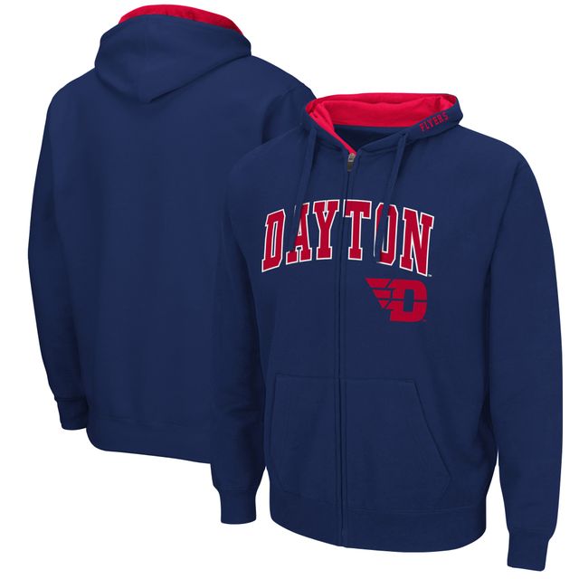 Colosseum Navy Dayton Flyers Arch & Logo 3.0 - Sweat à capuche entièrement zippé pour homme