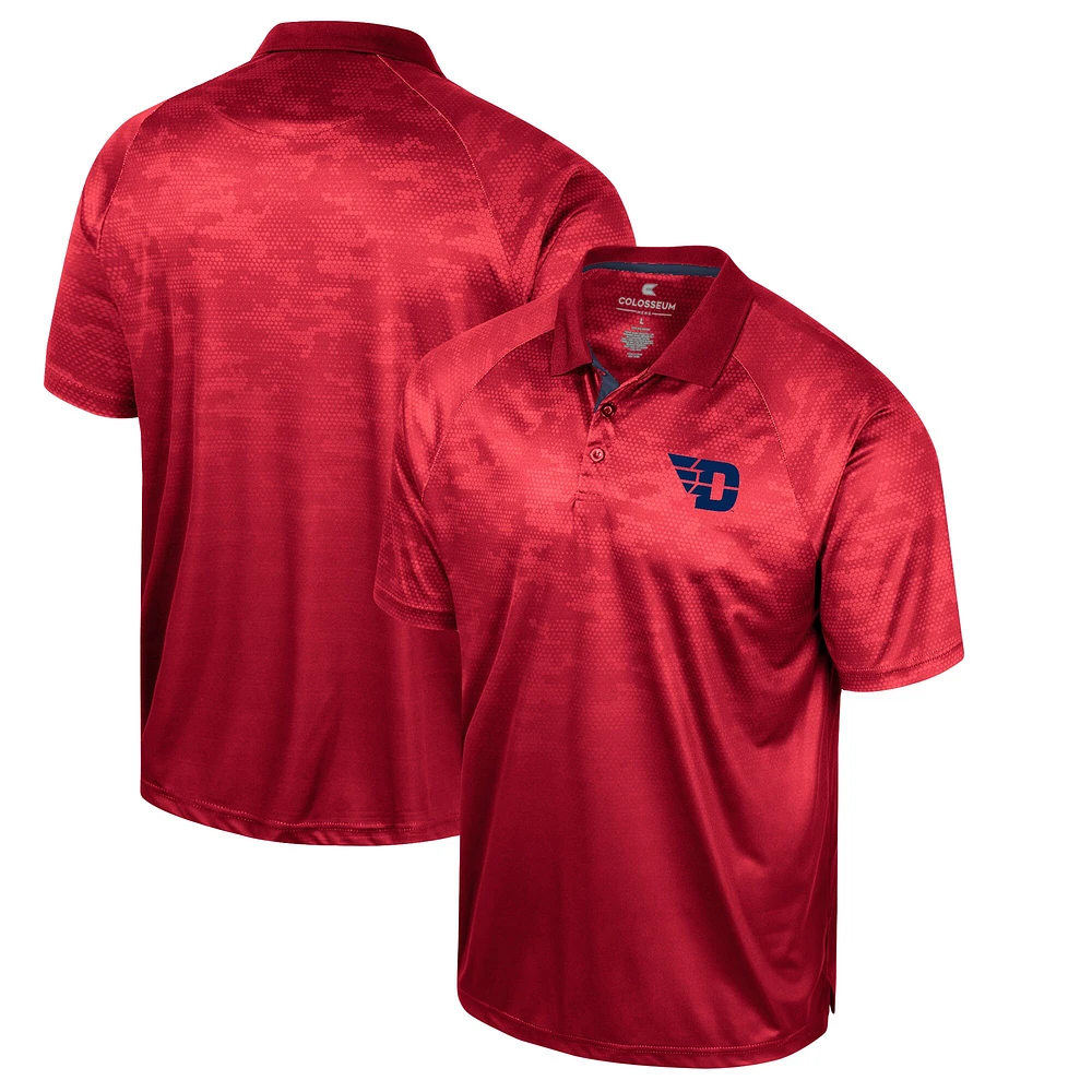 Men's Colosseum Red Dayton Flyers Honeycomb Raglan Polo