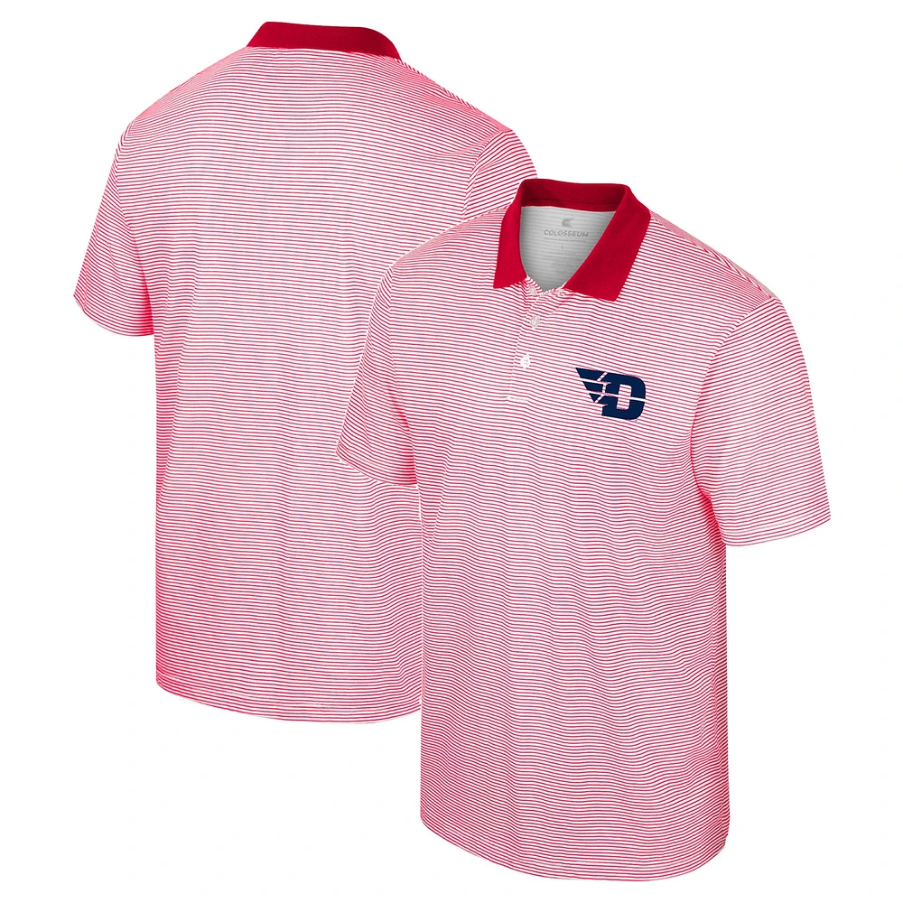 Men's Colosseum White/Red Dayton Flyers Print Stripe Polo