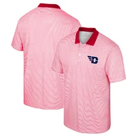 Men's Colosseum White/Red Dayton Flyers Print Stripe Polo