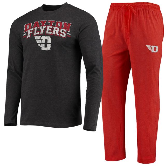 Concepts Sport Red/Heathered Charcoal Dayton Flyers Meter T-shirt à manches longues et pantalon Ensemble de nuit