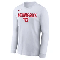 T-shirt à manches longues Nike Dayton Flyers 2025 On-Court Bench pour homme, blanc