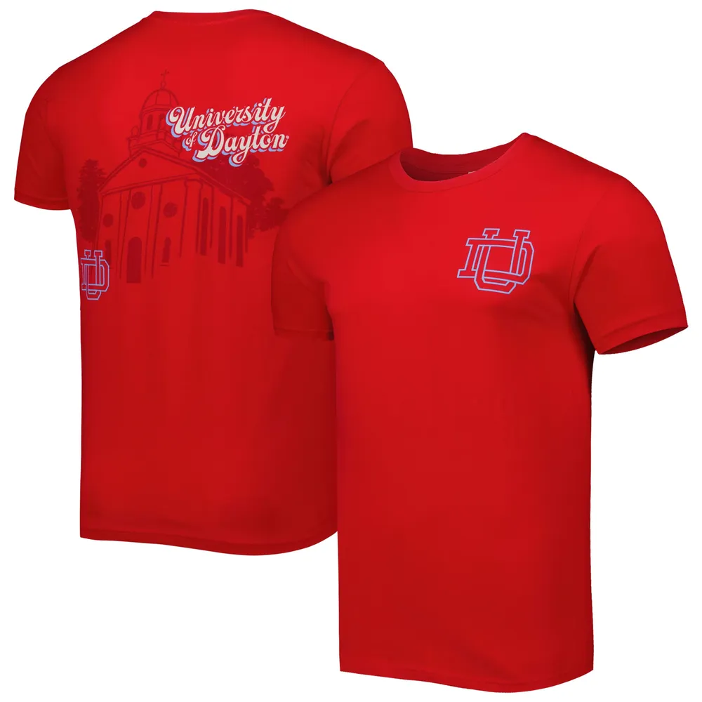 Men's Red Dayton Flyers Mascot Scenery Premium T-Shirt