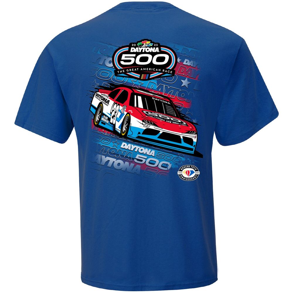 Men's Checkered Flag Royal 2023 Daytona 500 Two Spot T-Shirt