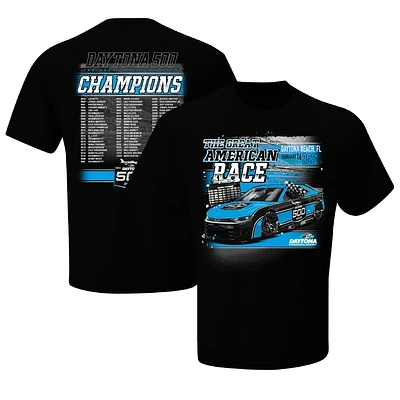 T-shirt à damier pour homme Daytona International Speedway 2025 500 Champions noir