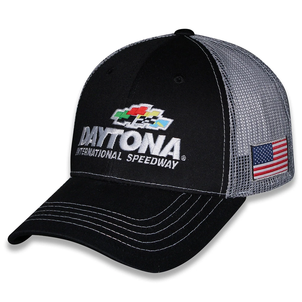 Casquette ajustable à damier pour homme avec logo Daytona International Speedway Daytona 500 noir