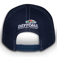 Casquette ajustable Daytona International Speedway Daytona 500 Trophy pour homme avec drapeau à damier et logo bleu marine