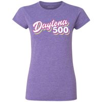 Women's Checkered Flag Heathered Purple Daytona 500 Retro T-Shirt