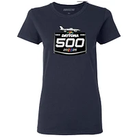 Women's Checkered Flag Sports Navy Daytona International Speedway 2025 500 Logo T-Shirt